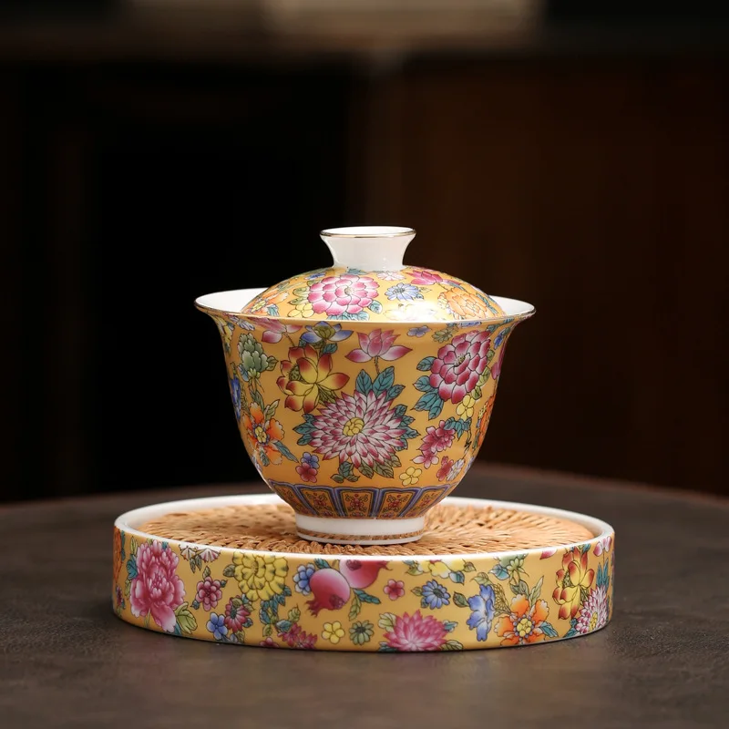 

Эмалированная цветная чайная чашка Gaiwan, чайная чашка с подшипником, простой дорожный чайный набор, керамическая чайная чашка, стандартный чайный набор, китайская чайная чашка в подарок