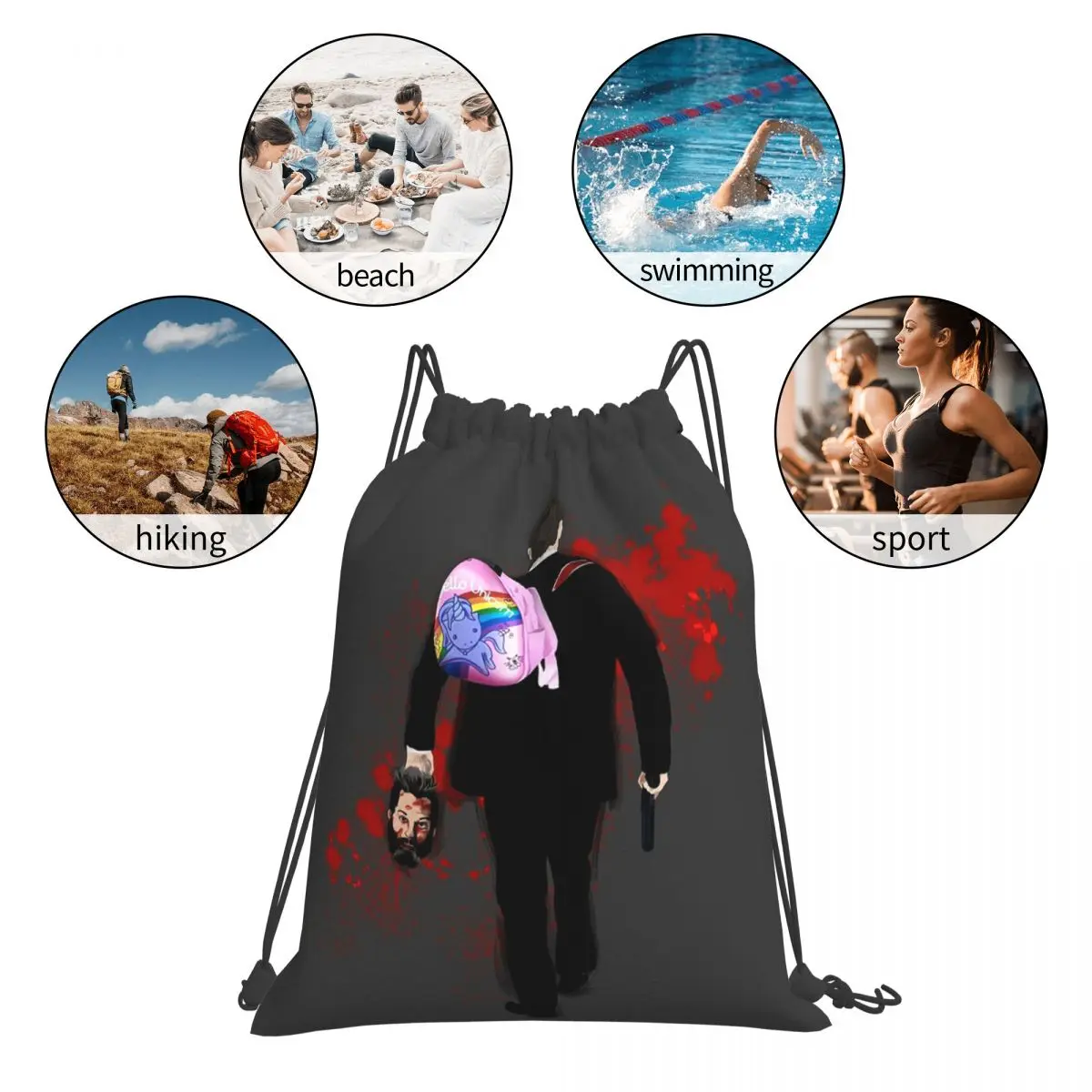 Hello Unicorn Altered Carbon Backpacks Drawstring Bags Drawstring Bundle Pocket Sports Bag Book Bags For Man Woman School