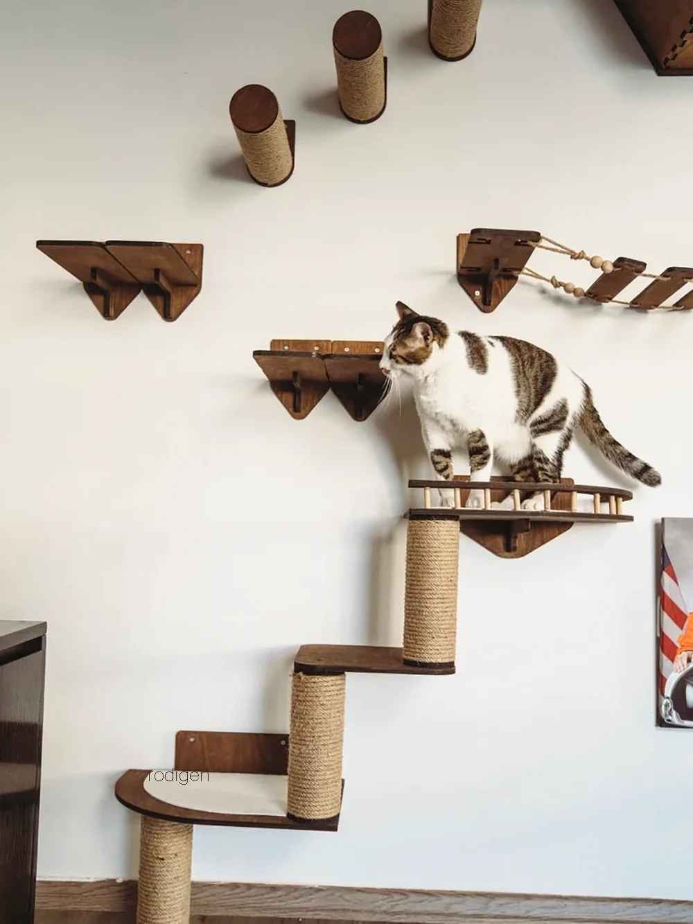 

Cat Wall Furniture Climbing Shelf Wall Mounted Steps Stairway With Sisal Rope Scratching Grinding Claws Toy for Most Kitten Cats