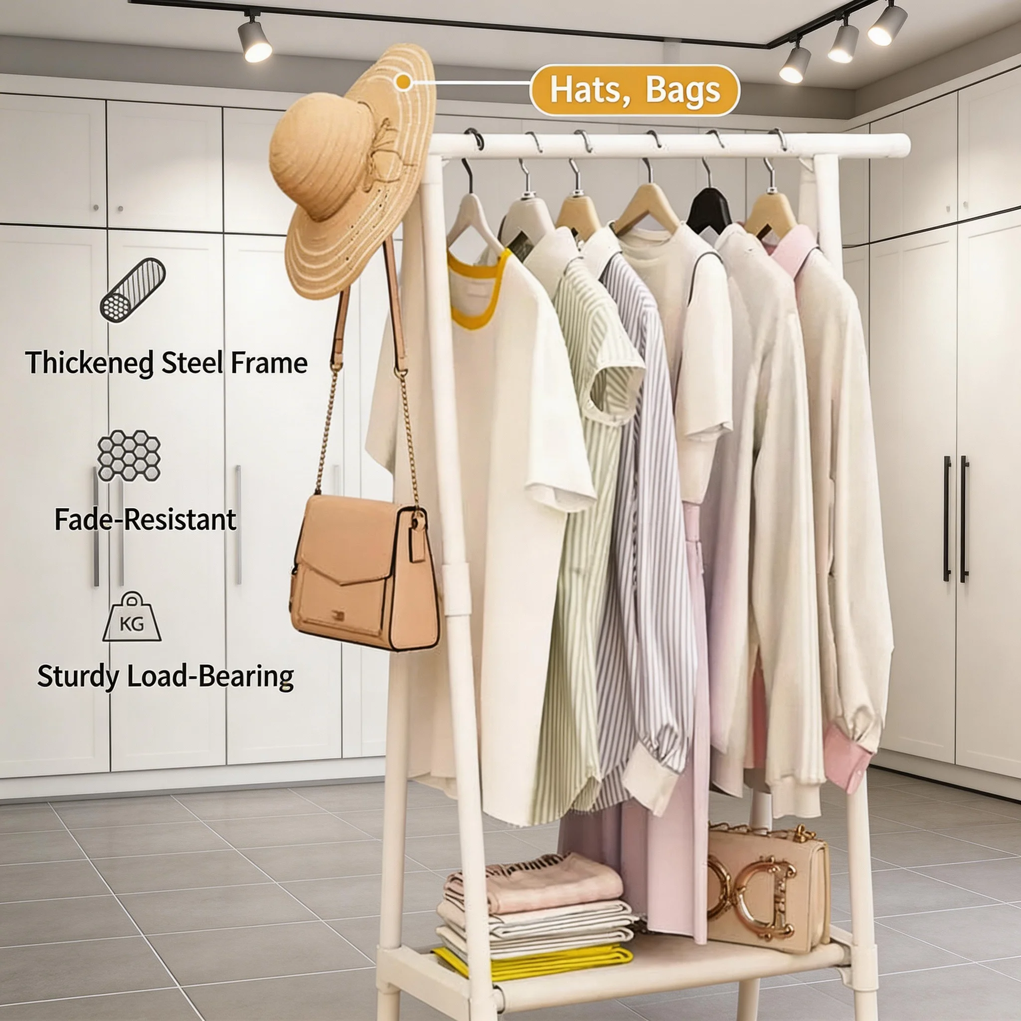 Multifunctional Coat Rack Movable Bedroom Clothes Hanger Stand Simple Coat Storage Shelf Space-saving Clothes Organizer Rack image 6