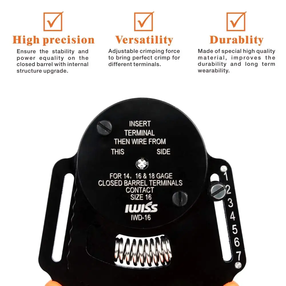 IWISS IWD-12/16/20 mini hand tool Closed Barrel Crimper 4 Way Indent 8 Impression Type for Deutsch connectors crimping plier