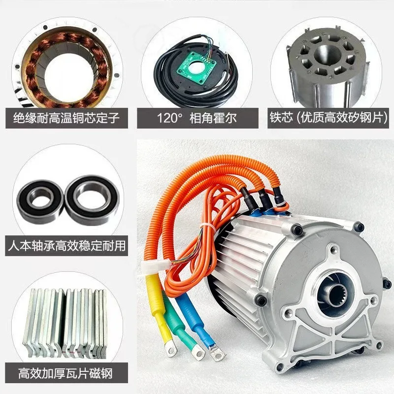 High‑Power 60V 72V 1500W DC Brushless Motor Pure Copper Coil Universal Replacement Motor For Electric Tricycle