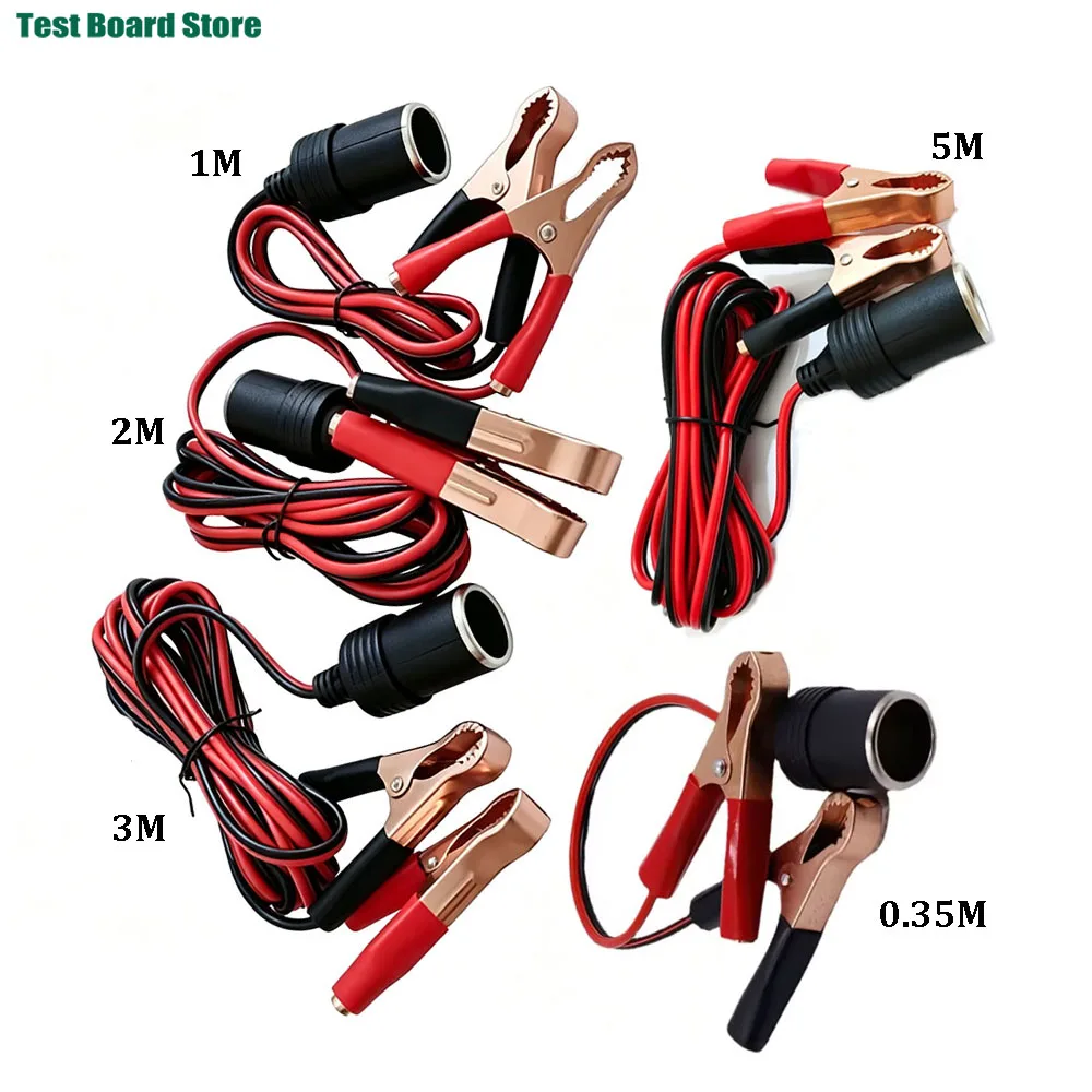 12V Power Car Cigarette Lighter Female To Alligator Clip Extension Connector To Terminal Clip-on Battery Adapter Auto Socket