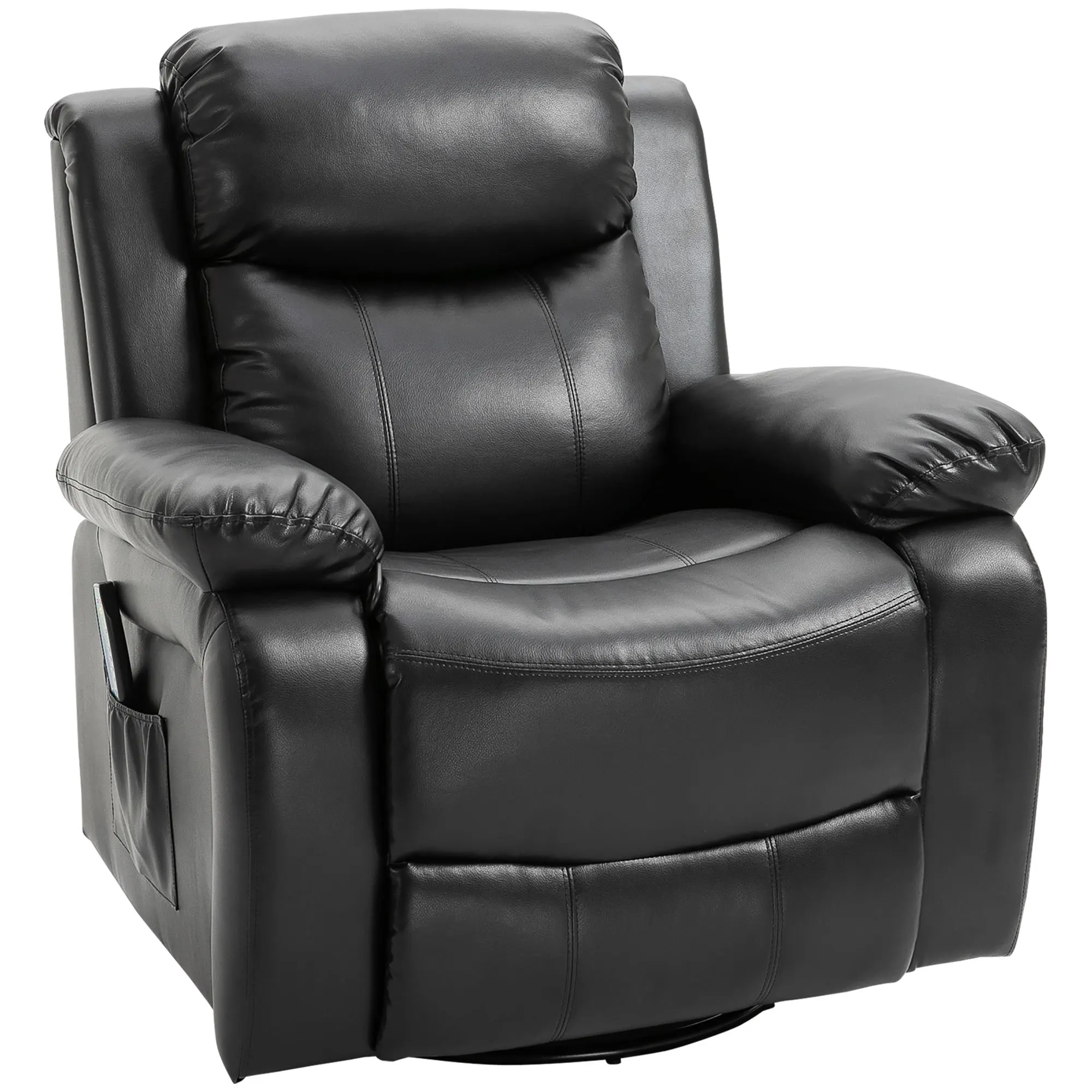 8-Point Vibrating Massage Sofa Manual Rocking Recliner w/ Remote Control, Black