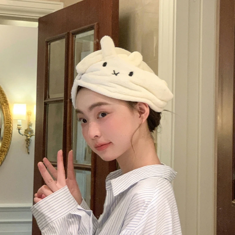 Cute Miffy Coral Velvet Dry Hair Cap Super Absorbent Towel for Girls Wrapping Hair Quick-drying Shower Cap Cartoon Dry Hair Cap