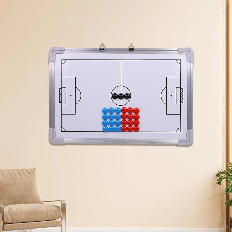 لوحة تكتيك كرة القدم، لوحة تكتيكية توضيحية، لوحة تدريب مزدوجة الجوانب قابلة للمسح، حافظة استراتيجية