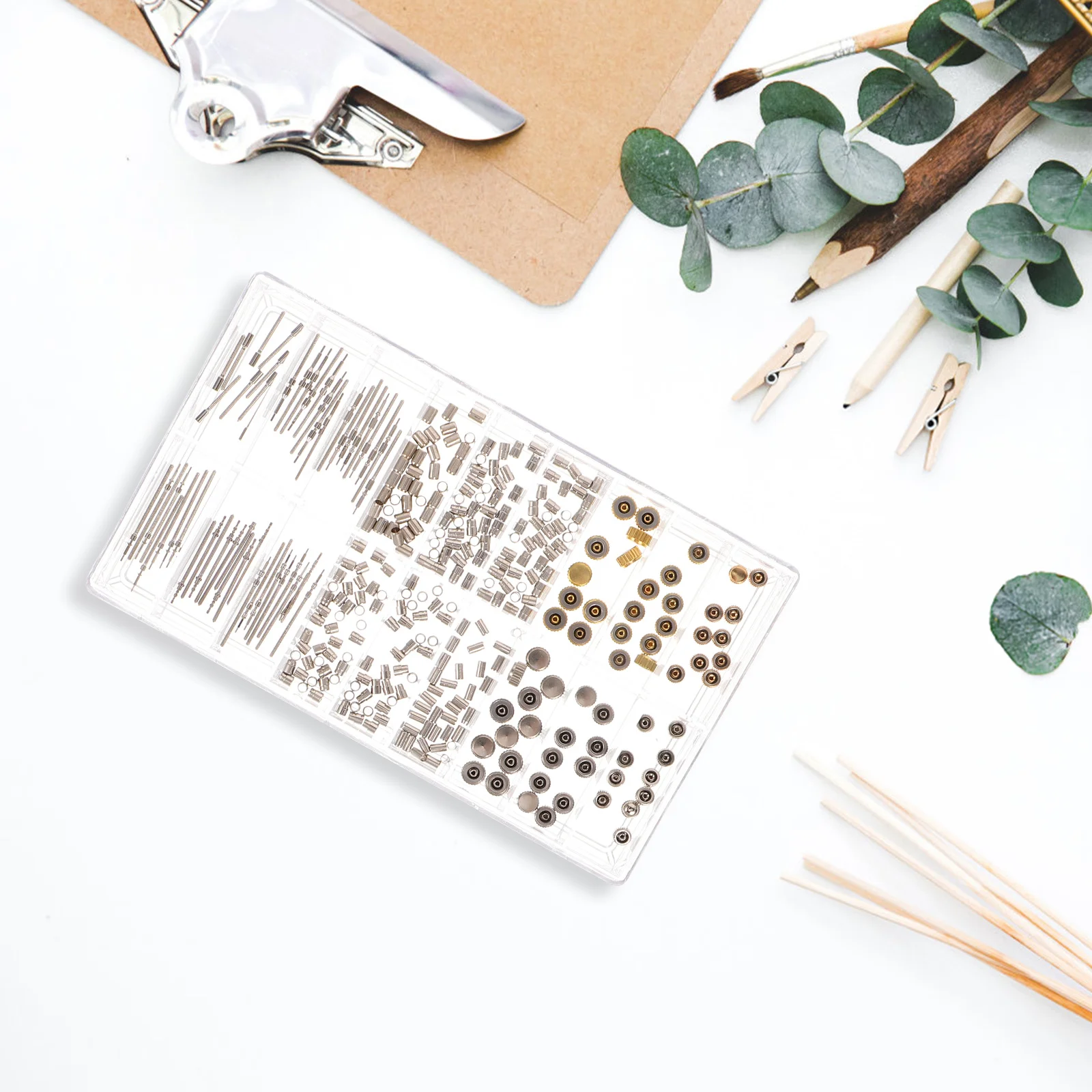 

Box Watch Repairing Kit Durable Metal Parts Accessory Watch Crown Stem Extender Repairing Tool Set Crown Spring Bar