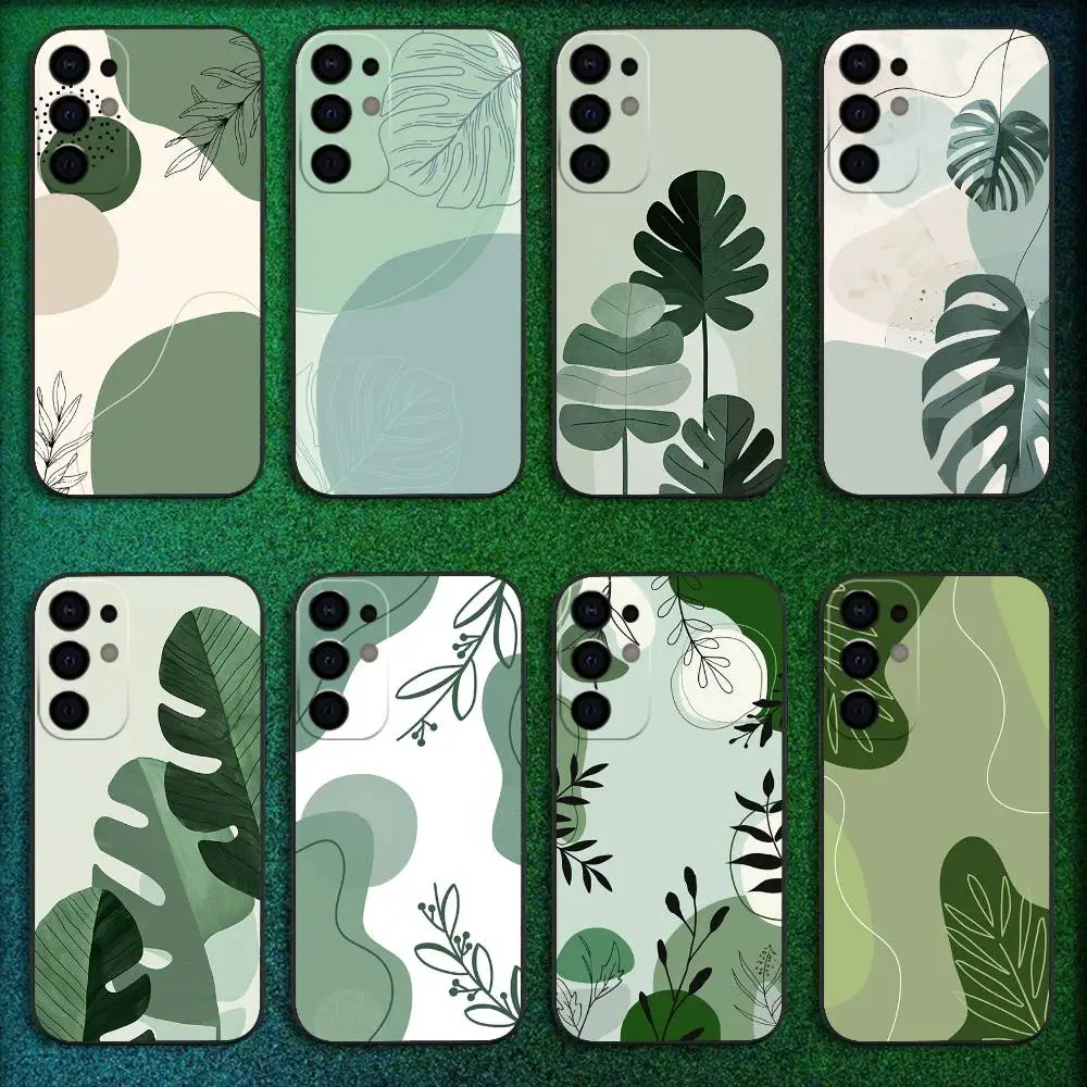 

Abstract Botanical Art Phone Case For Samsung S25,S24,S21,S22,S23,S30,Ultra,S20,Plus,Fe,Lite,5G Black Cover