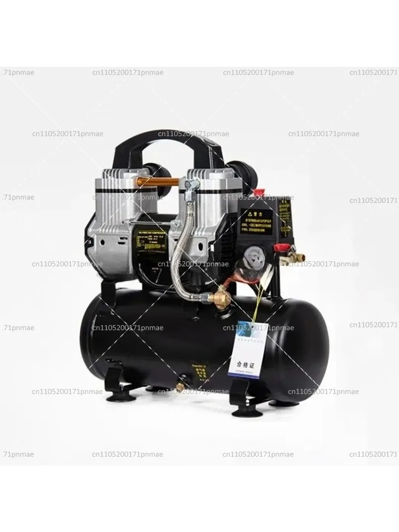 1100W 8L Oil-Free Silent Portable Air Compressor, 220V High-Pressure Low Noise Pump for Home Workshop Use
