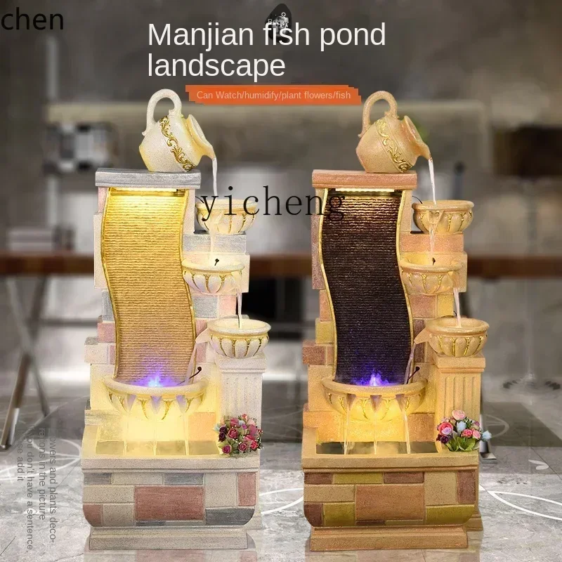 y9.4-  Water Fountain Living Room Fish Tank Humidifier Floor Ornaments Creative Home Decoration
