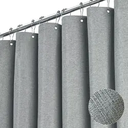 K-Water Shower Curtain Elegant Thicken Grey Imitation Linen Polyester Curtains Waterproof For Bathroom with Hooks Japanese 220cm