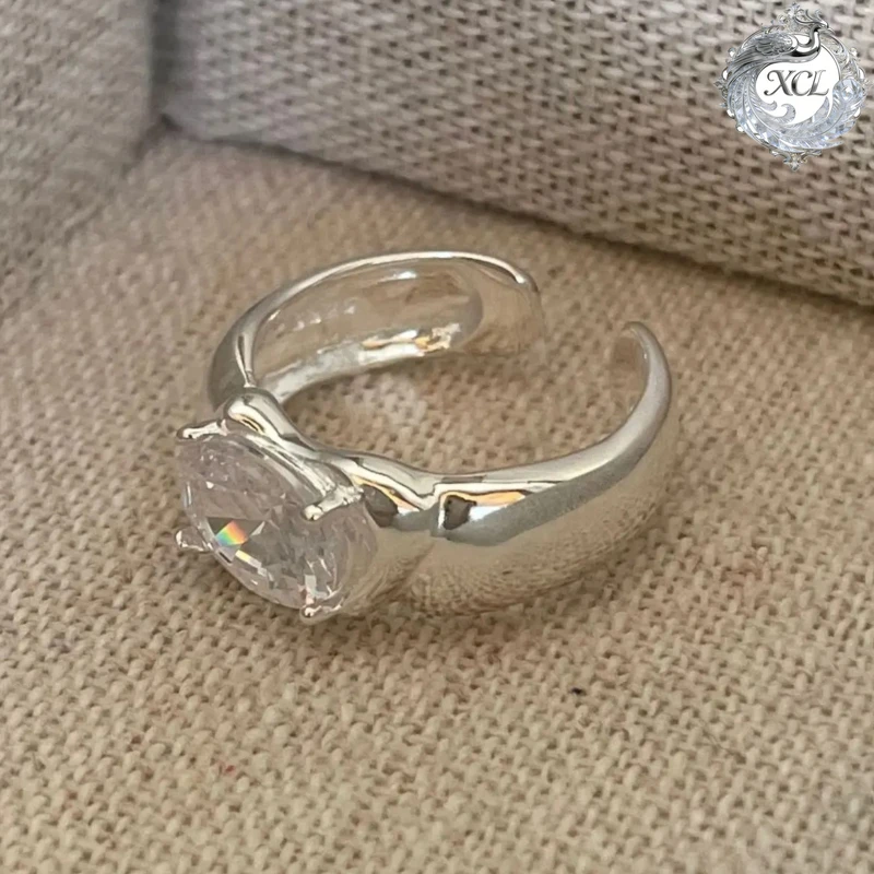 

Кольцо XCL из стерлингового серебра 925 пробы с ослепительным фианитом, классическое, с четырьмя крапанами, для свадьбы и годовщины, подарок