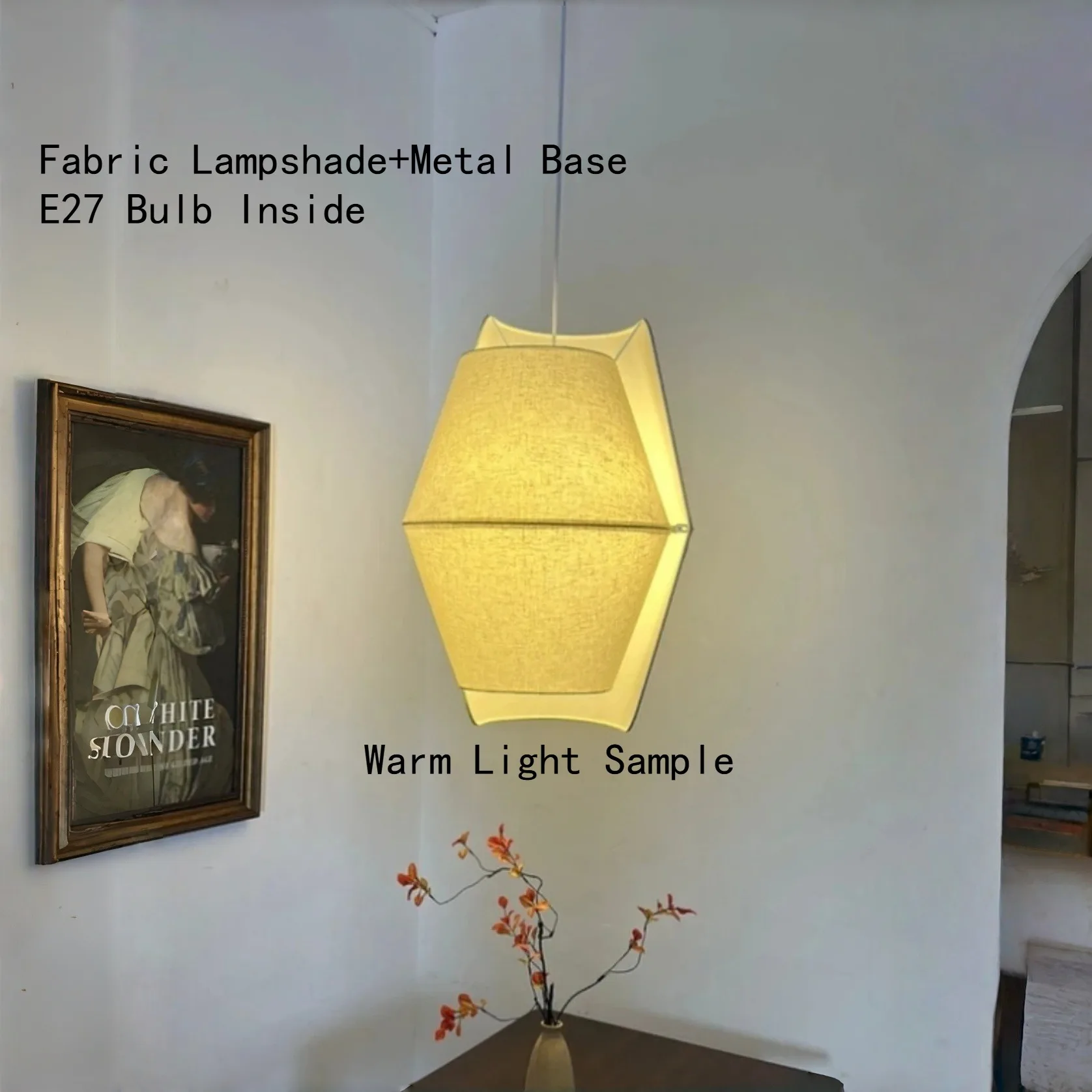 Lámpara Colgante Japonesa E27, Lámpara de Techo de Tela, Decoración de Habitaciones, Artículos para Dormitorio, Iluminación LED para Comedor, Artículos de Decoración para el Hogar, Japón
