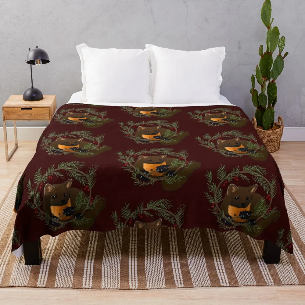 

Pine Marten Throw Blanket Designer Blankets Warm Blanket Blanket Luxury