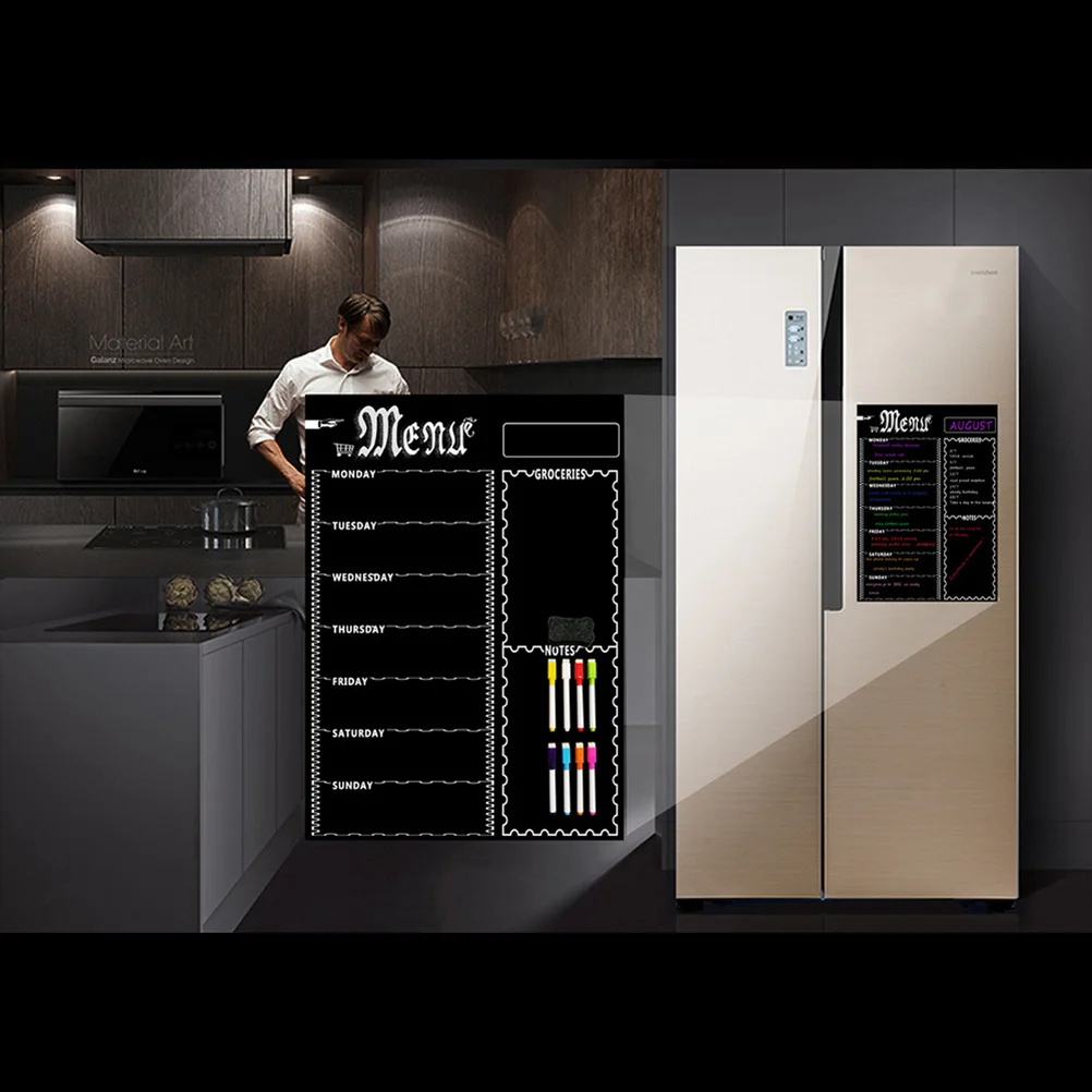 1 قطعة ملصق ثلاجة مخطط أسبوعي مغناطيسي لوحة مسح جاف 9 لوحة بيضاء شبكية لمنظم جدول قائمة المهام باللون الأسود