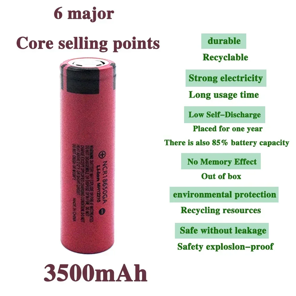18650 recharable battery 3,7V, Batterie de lampe de poche au lithium d\'origine, 18650, 3500mAh, NCR18650GA3500mAh18650 battery