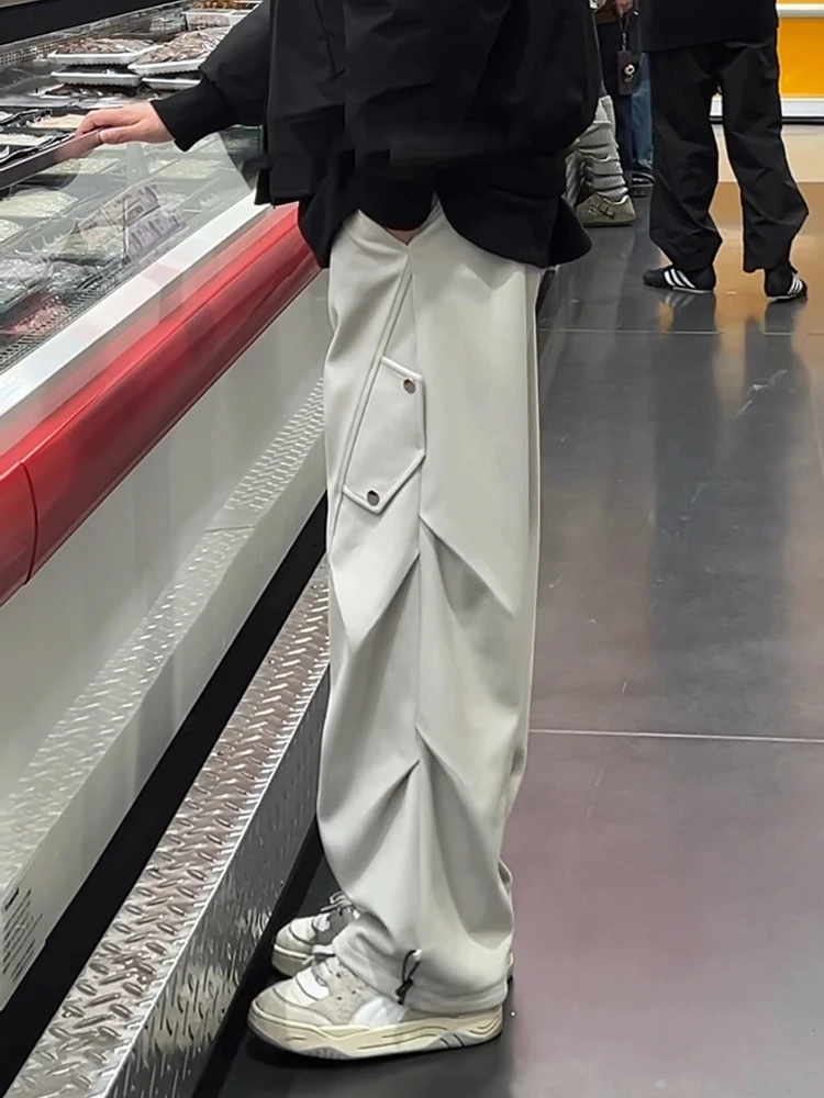 

American Retro Starry Night Men's Workwear Pants Autumn Winter Thi Straight Leg Floor-Length CleanFit Sweatpants