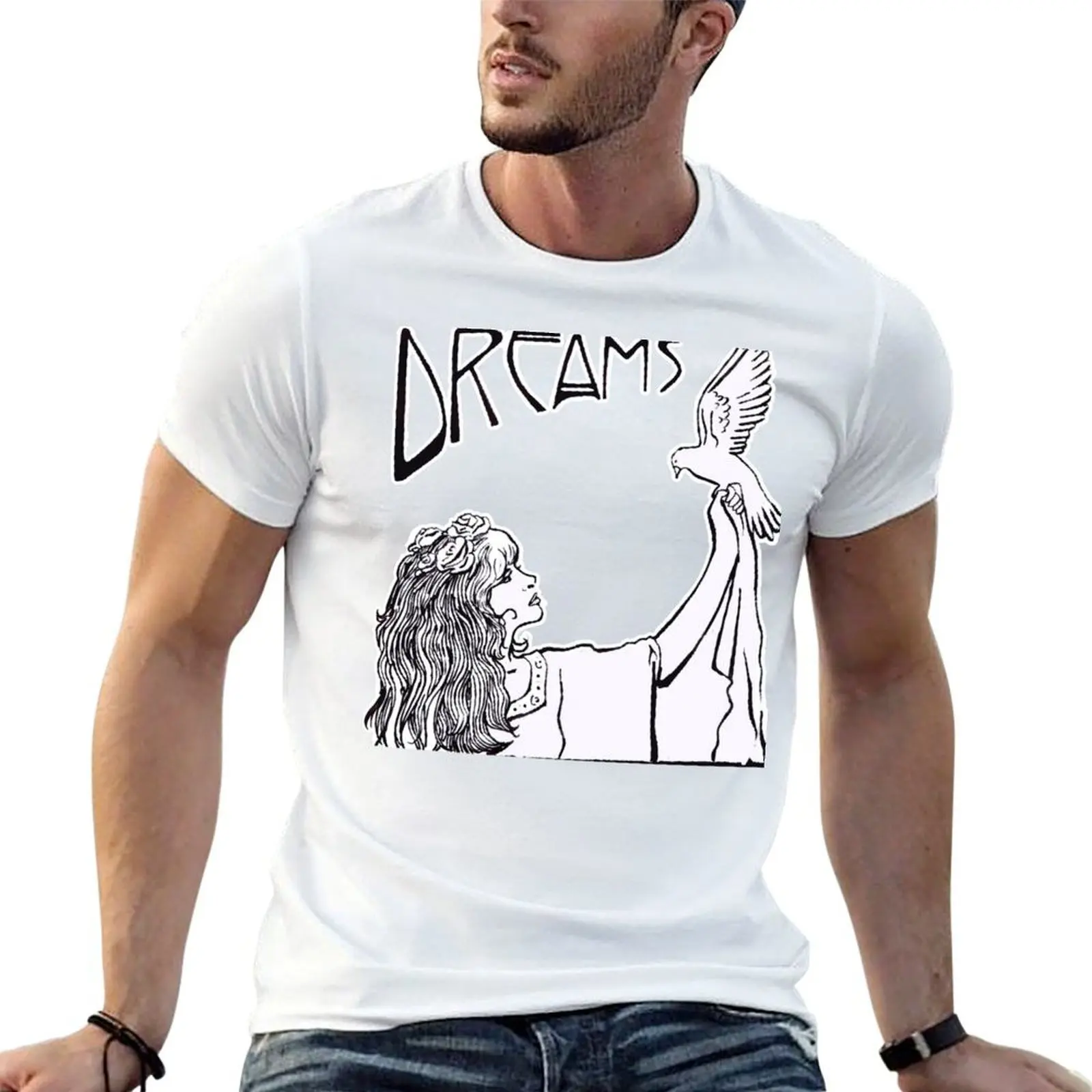 Style- Art Nouveau man T-Shirt man shirts graphic Nicks- B&W t t vintage for shirt cotton Stevie