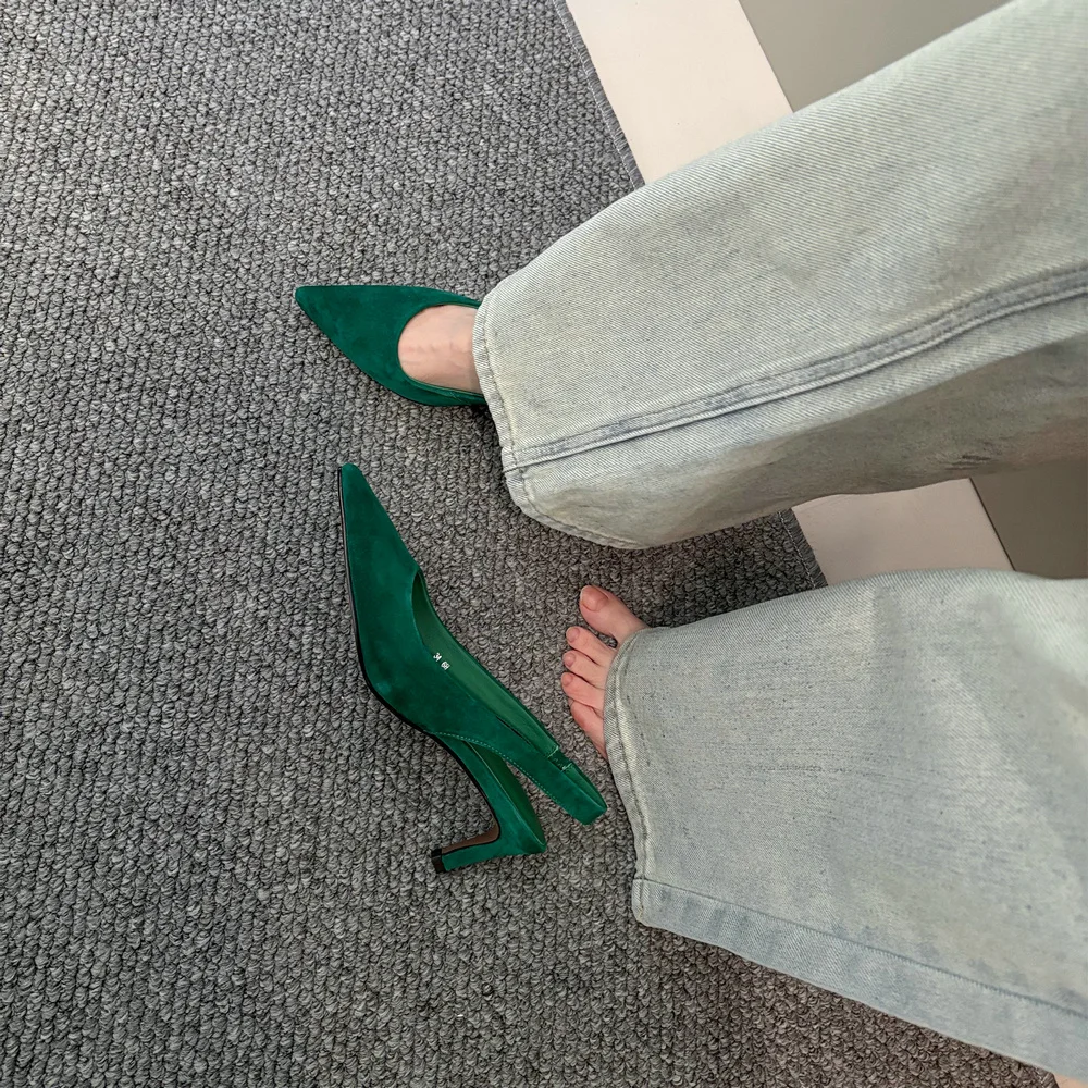 ESVEVA 2026 Fashion Spring Sheep Suede Women Pumps Shoes Sexy Slingback High Heels Sexy Summer Sandals Shoes Party Dress 34-40 image 6