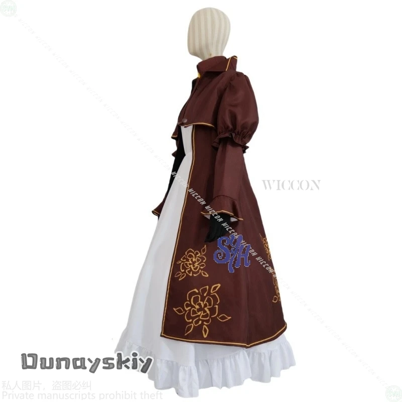 ชุดคอสเพลย์คาทีเรนจากอนิเมะเกมลิมบัส คอมพ์ไน์{BankaiMode} สไตล์วินเทจแบบพระราชวัง สีน้ำตาลหวานแบบโลลิต้า ชุดเดรสสีขาวสำหรับฮาโลวีน