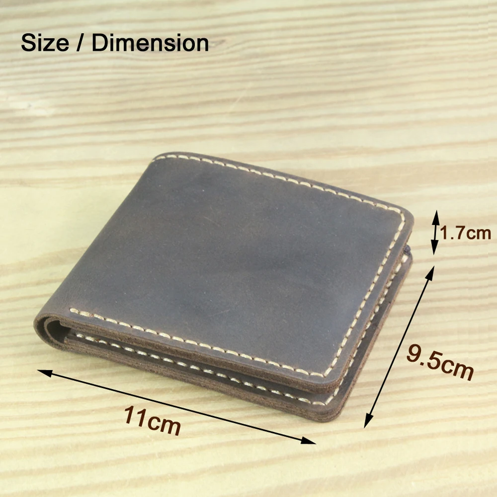 Luxury Handmade Genuine Leather Men Wallet Bifold Purse Male Wallets Short Money Clip Vintage Leather Money Bag with zip pocket