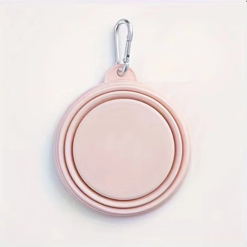 Hanging Dog Pet Folding Silicone Bowl 350ml Outdoor Travel Portable Food Water Container Feeding Tray Bowl Macaron Color Supplie
