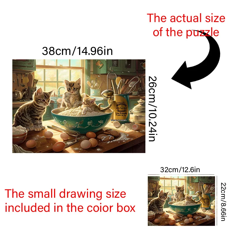 요리하는 고양이 디자인의 성인용 퍼즐 1000피스 한 상자 - 긁힘 방지, 도전적, 성인, 가족에게 적합