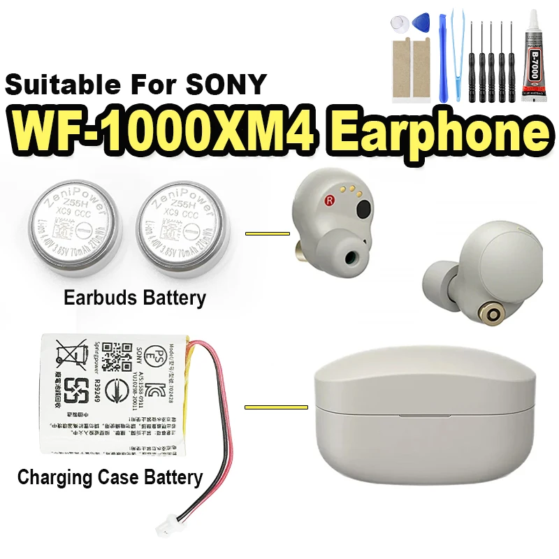 Brand-New XM4 702428 Z55H Replacement Headset Battery For SONY WF-1000XM4 Bluetooth Earbuds Batteria + Tools