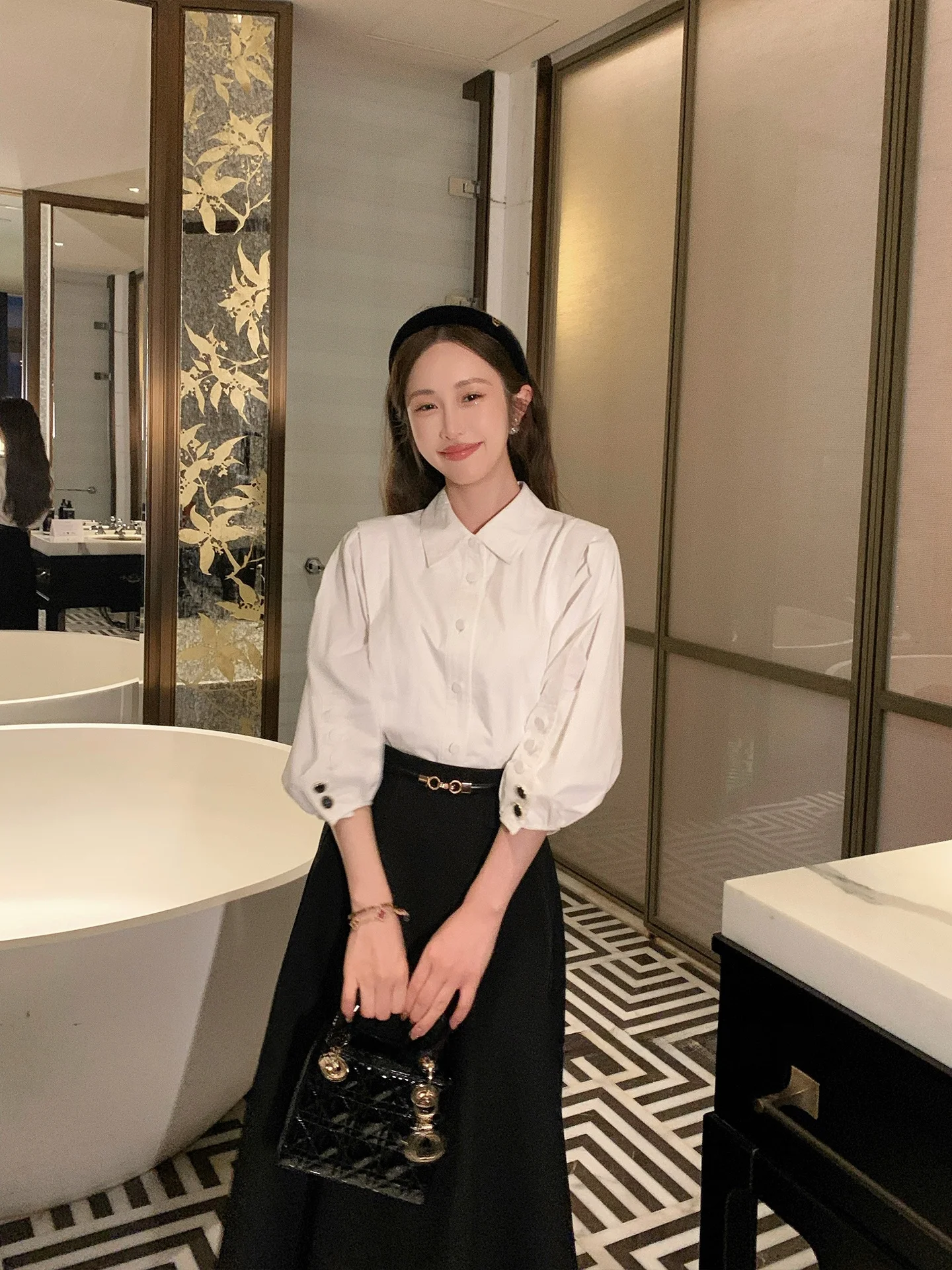 

Женская рубашка Ele ort из чистого хлопка, приталенного кроя, с рукавами-фонариками, новинка ранней весны, удобная, дышащая, с воротником