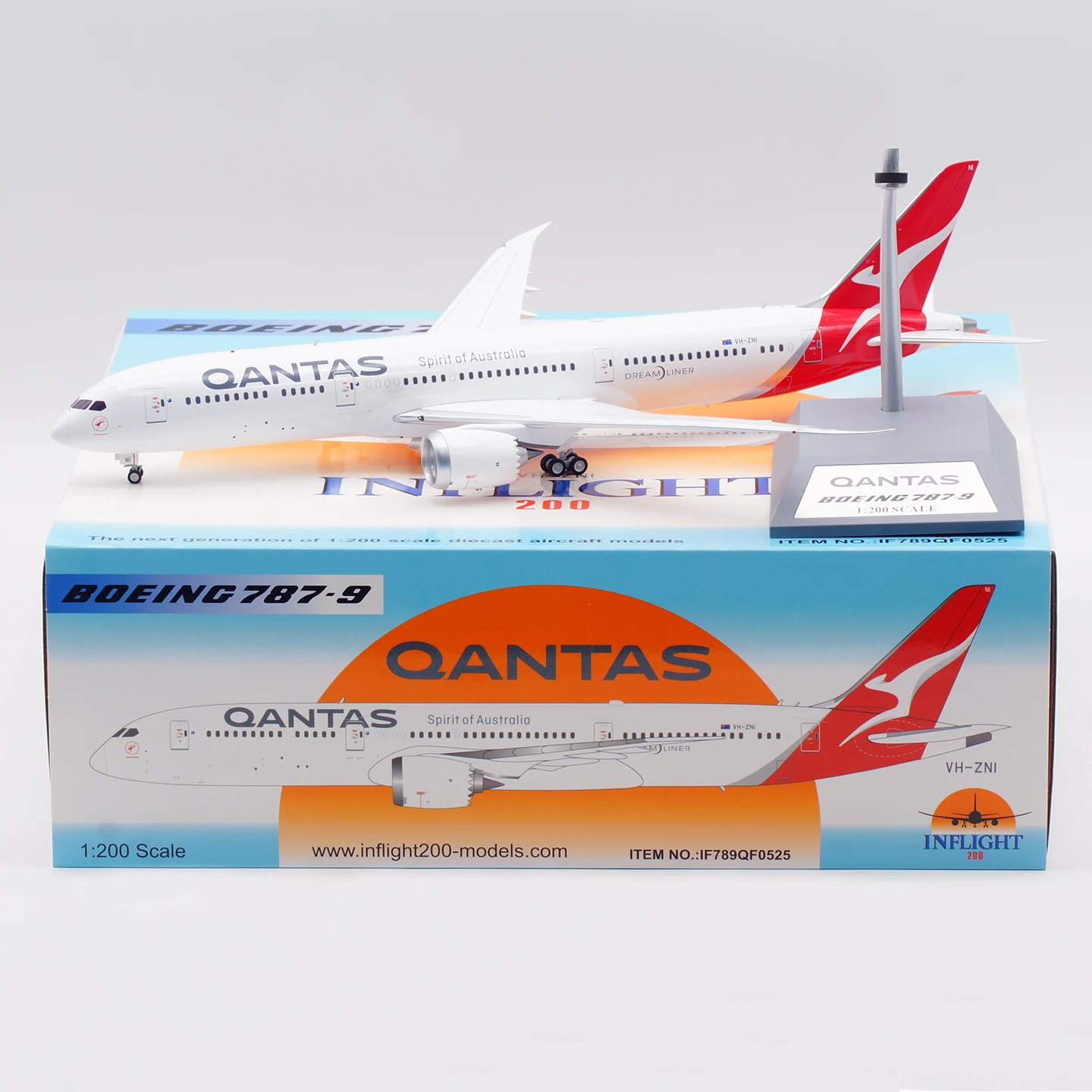 IF789QF0525 سبيكة تحصيل طائرة هدية الطيران 1:200 Qantas الخطوط الجوية بوينغ B787-9 دييكاست نموذج طائرة VH-ZNI #1