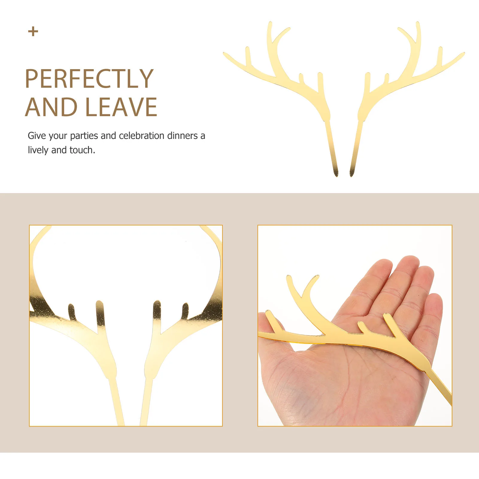 

Antlers Cake Topper Christmas Cake Decorations Acrylic Holiday Dessert Decor For Party Baby Shower Birthday Food Picks