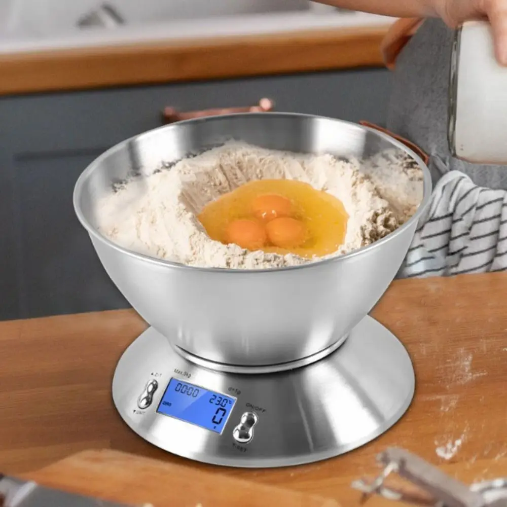 Multifunctional Digital Kitchen Scale LCD Screen with Removable Bowl Baking Scale 5000g/1g High Accuracy Cooking Scale Fruit