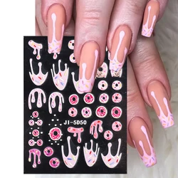 5D stereoscopico Dessert Nail Art Pink Donuts Cake Candy Ice Cream Chocolate Nail Stickers Kawali Cartoon Decoration LEJI-5D50