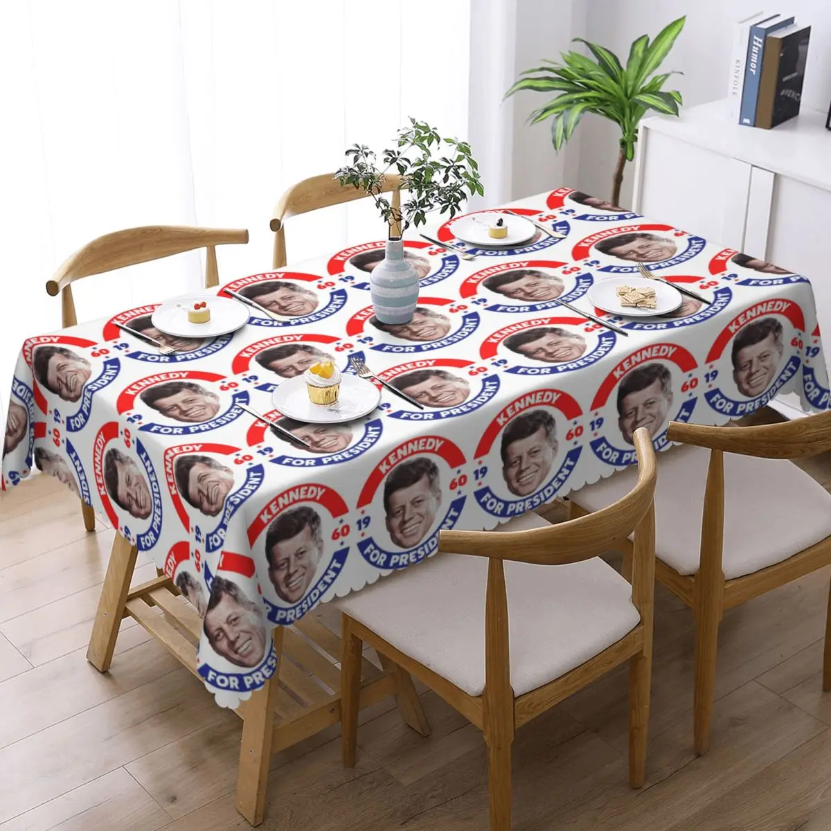 John F Kennedy For President Vote In 1960 Custom Rectangular Tablecloth Waterproof Table Cover for Dining Events Table Cloth
