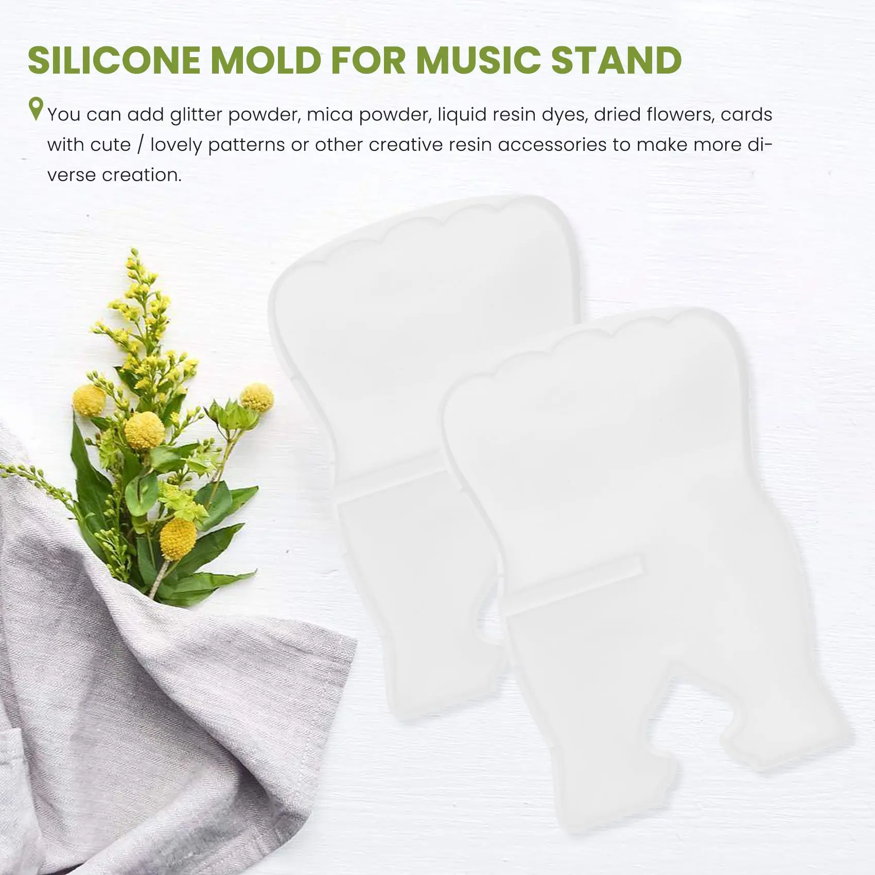 A17Z 2Pcs Book Stand Silicone Mold Carved Eid Resin Quran Folding Book Stand Holder Muslim Prayer Book Organizer Bookshelf