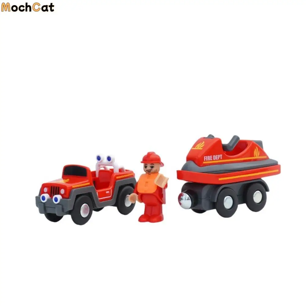 

Ambulance Magnetic Train Car Forklift Trailer Vehicle Toys Wood Train Track Toy Model Car Electric Track Railway Toys Kids Gift