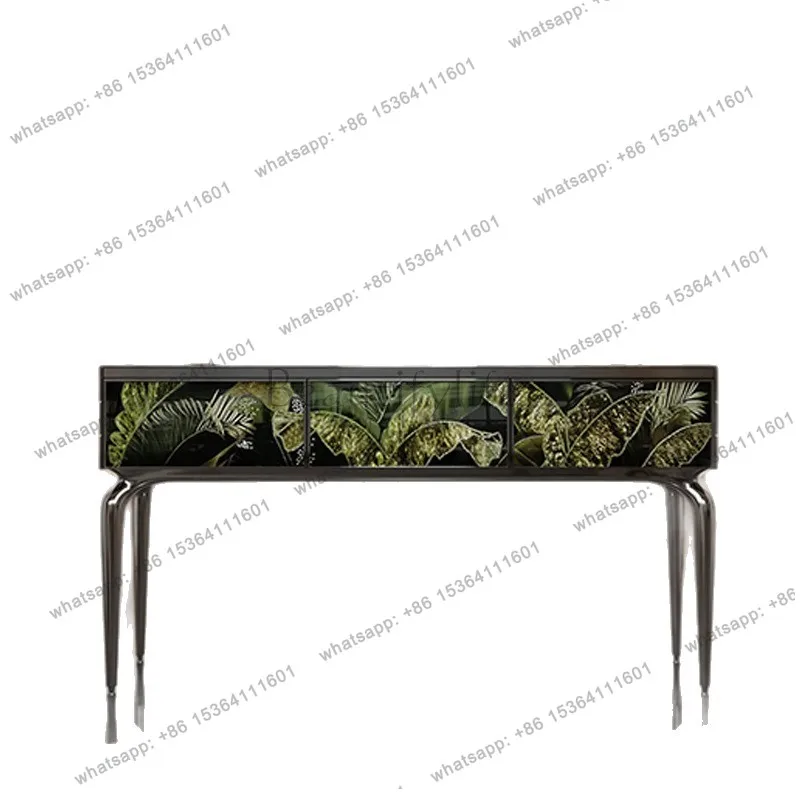 light luxury door cabinet, high-grade sense crystal porcelain with diamonds, decorative stainless steel art painted edge cabinet
