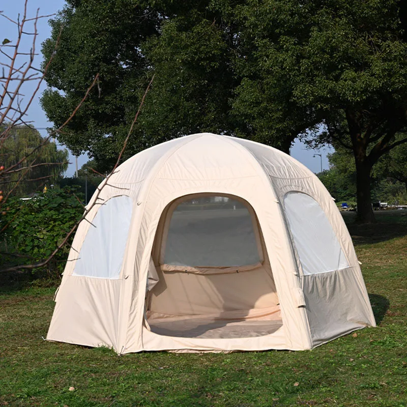 Campsite spherical cotton tent, outdoor thickened rainproof camping family tent, quick opening hexagonal inflatable tent