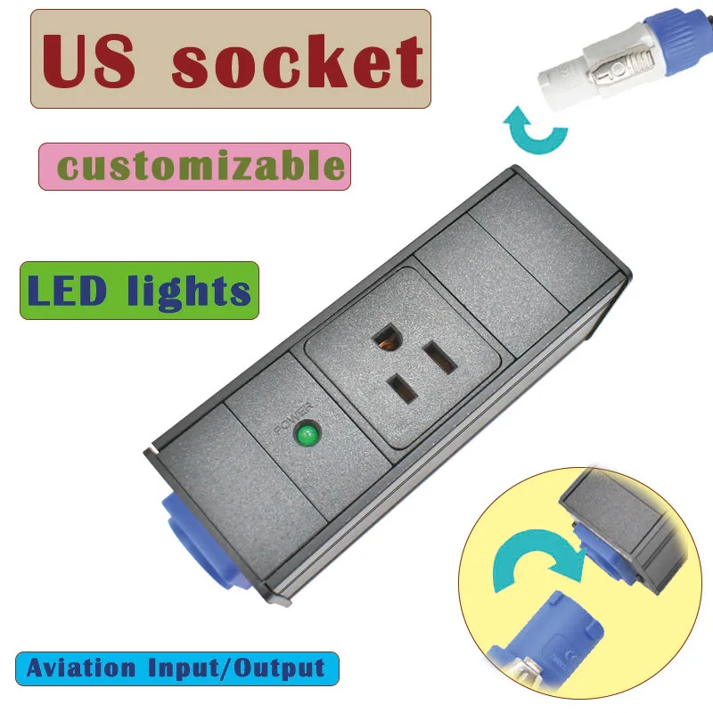 Regleta PDU, estante para gabinete de red, caja Schuko Link, amplificador de potencia, audio, enchufe de 3Paviation, luz LED, enchufe estadounidense sin línea de extensión