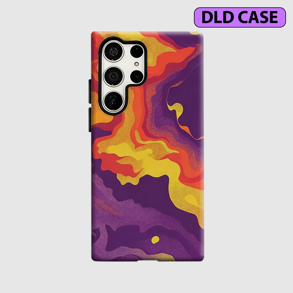 Gradient Flame Abstract Phone Case for Samsung Galaxy S26 S25 Ultra S24 S23 Ultra Plus Shockproof Double Layer Tough Back Cover