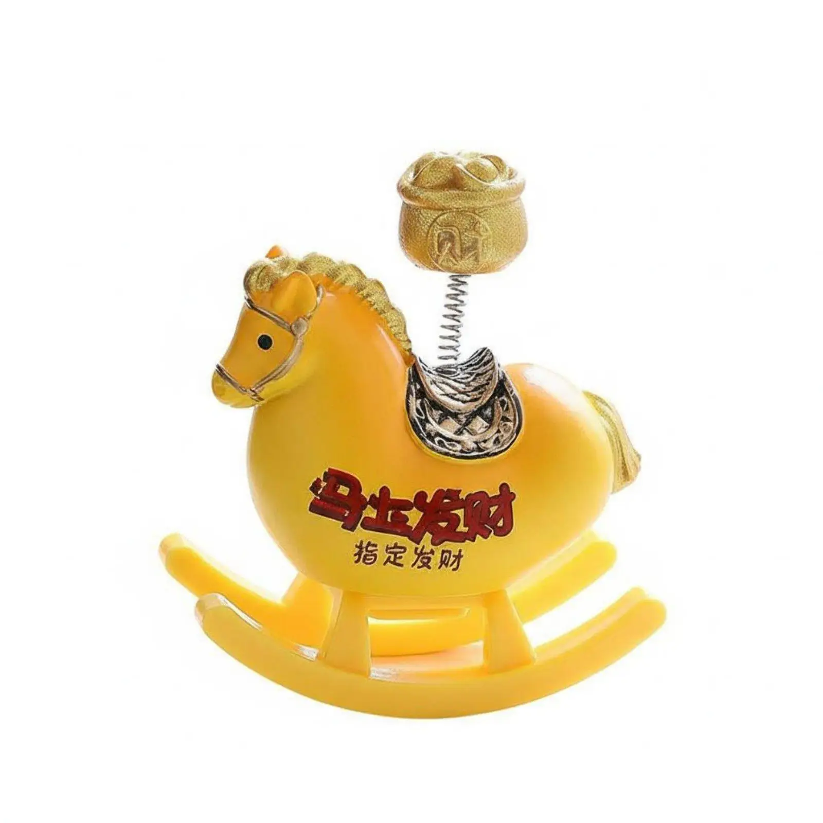 Hand Painted Rocking Horse Statue Resin Bobblehead Figurine for Bookshelf Cheerful Miniature Horse Decor Desk Sculpture