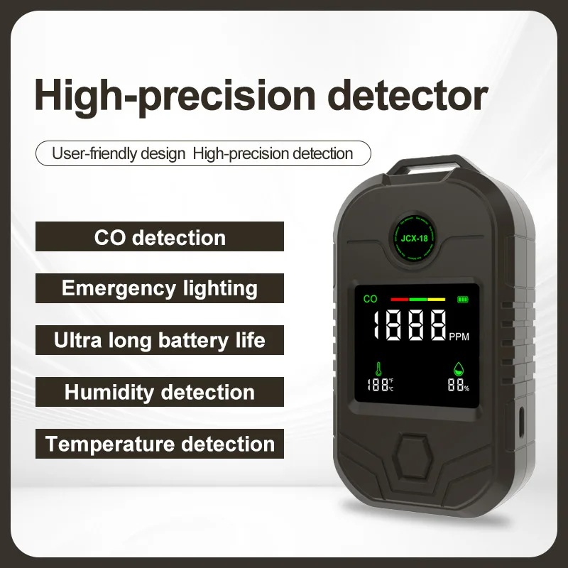 

For Portable carbon monoxide detector temperature and humidity long battery life CO alarm flashlight four-in-one long battery li