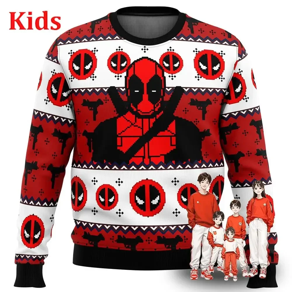 Deadpool Jolly Red Guy Ugly Christmas Sweater Christmas Sweater Gift Santa Claus Pullover Kids 3D Sweatshirt And Top Autumn