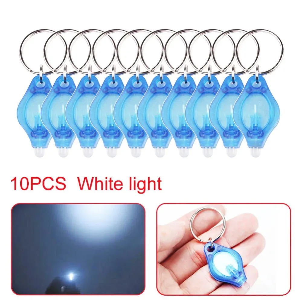 Keychain Light 10pcs Mini Keychain Squeeze Light Micro LED Flashlight Torch Emergency Key Ring Light for Outdoor Camping Hiking