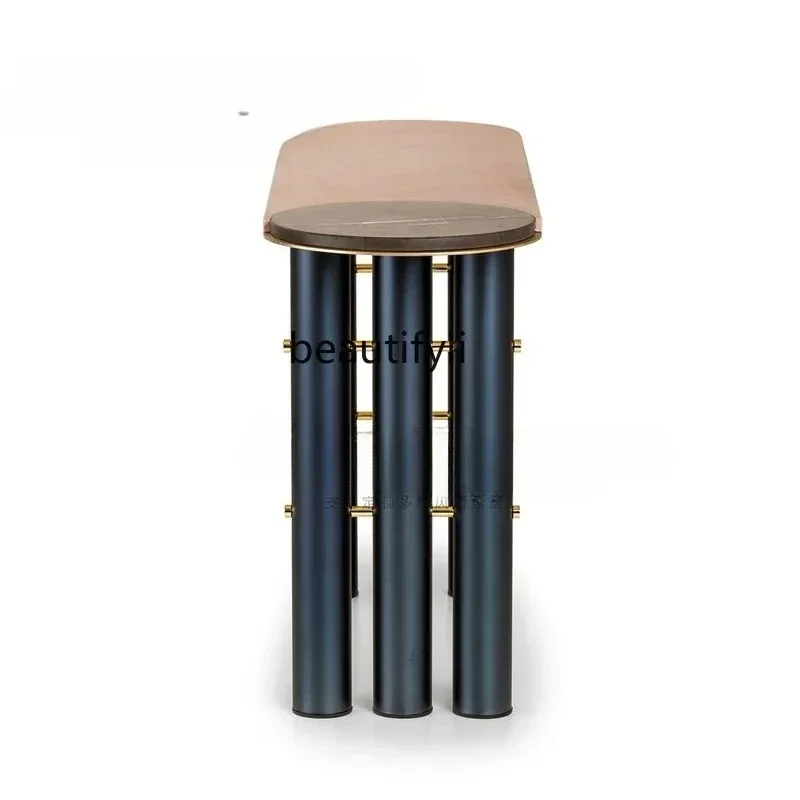 54Italian light luxury marble entrance table modern designer model house entry door creative end view tableSSS