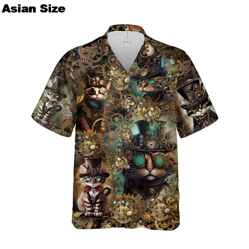 

Steampunk Vintage Graphic Shirts For Men Casual Punk Animal Lapel Blouse Harajuku Fashion Hip Hop Women Blouses Streetwear Tops
