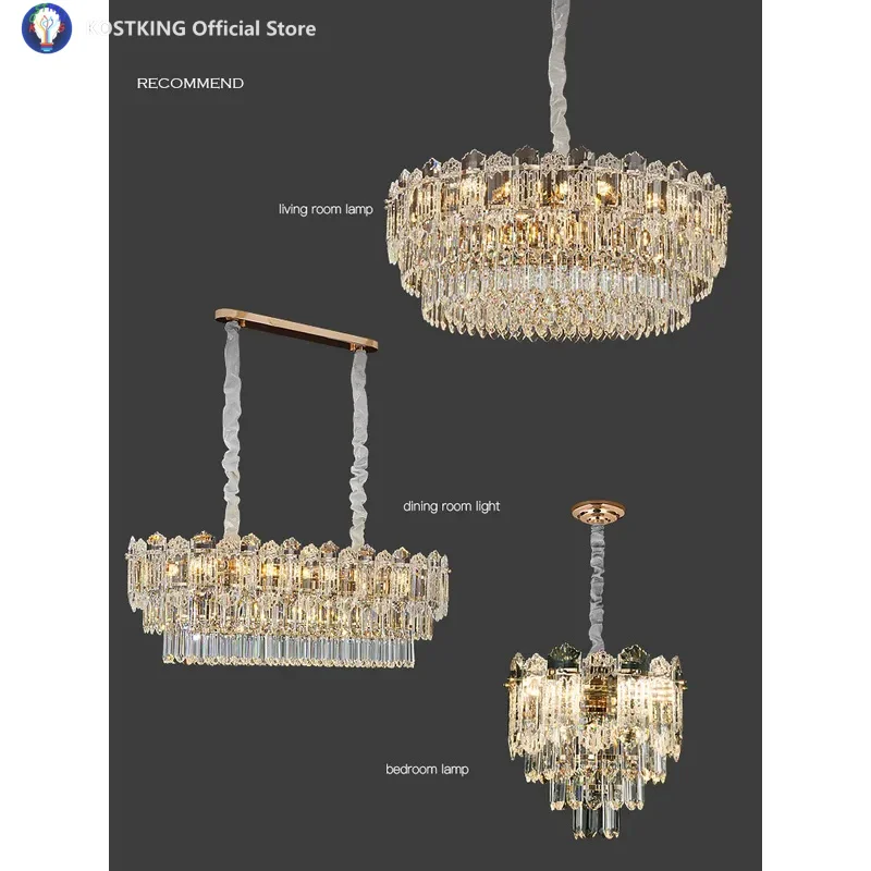 2026 جديد ضوء السقف الراقية الفاخرة كريستال الثريا غرفة نوم غرفة المعيشة قلادة فيلا قاعة الضوء الرئيسي إضاءة غرفة الفندق