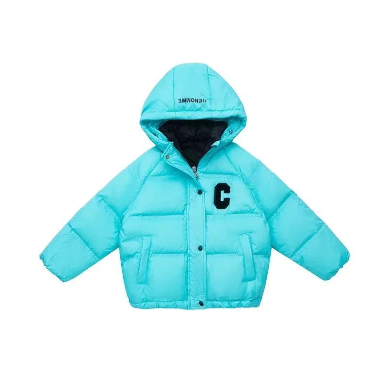 Girls Down Coat Jacket Cotton Windbreak 2023 Letters Warm Plus Thicken Velvet Winter Children's Clothing -10 Degrees Below Zero