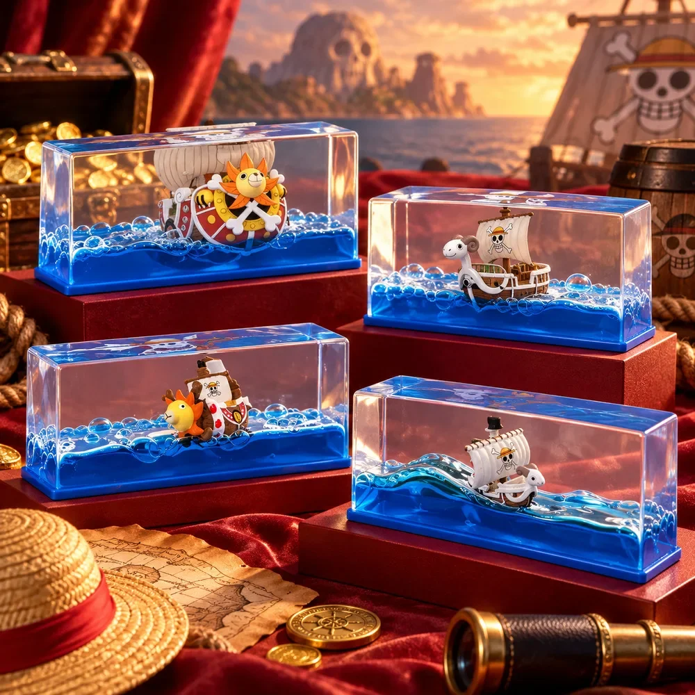 Going Merry Floating Ship Figure Fluid Liquid Thousand Sunny Barcos One Piece Floating Boat Drift Barcos Living Room Decoration
