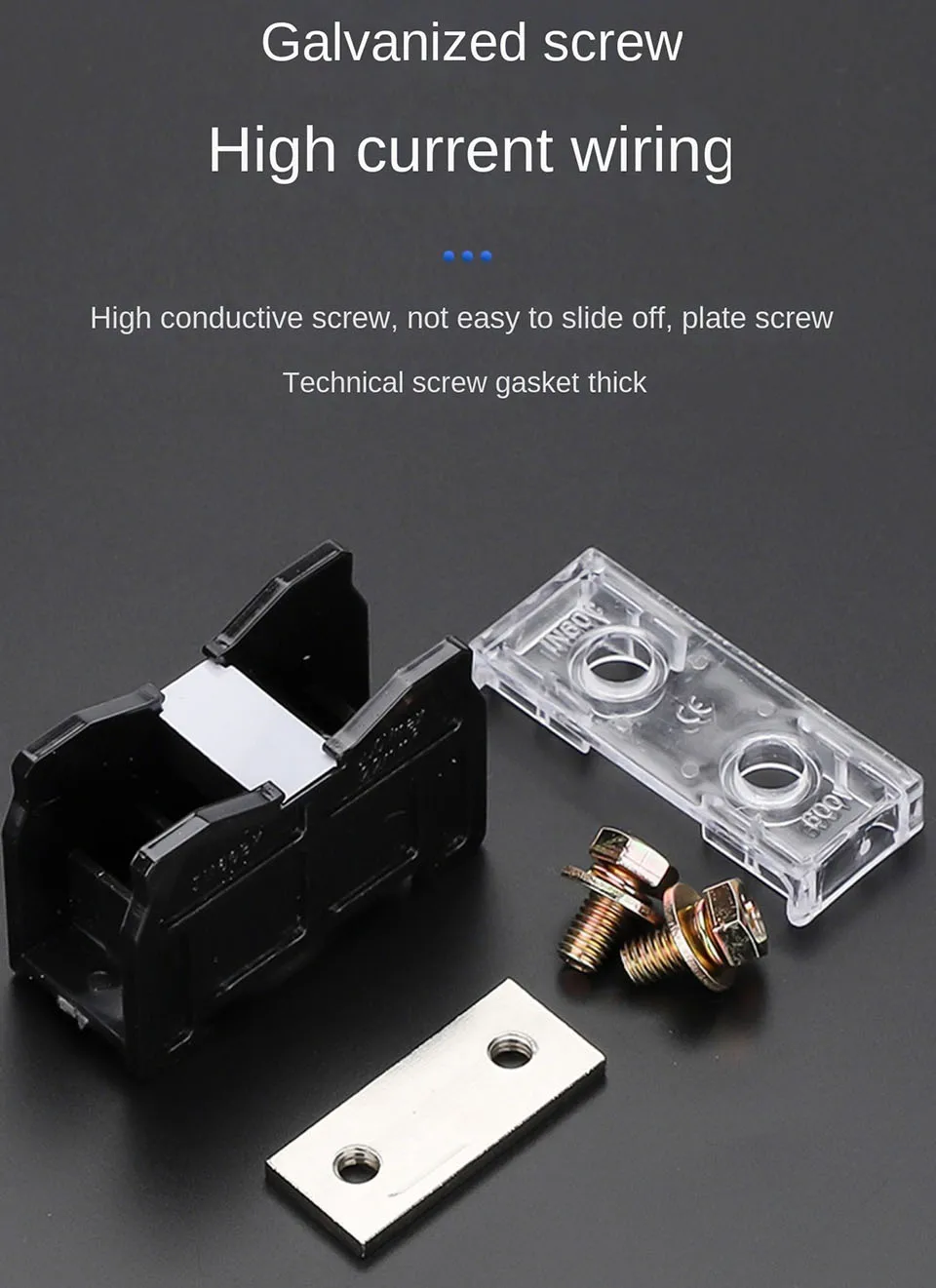 DIN-Schienen-Klemmenblock IN12BK IN20BK 600V 2/3-polig 30A/60A Elektrische Verbindungsklemme Hochstrom-Anschlussdose aus Messing – Detail 5
